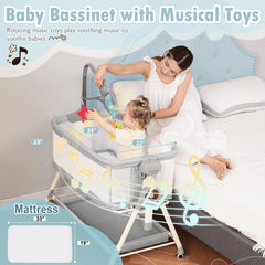 MEICHYUN bassinet height adjustable to six positions for bed alignment