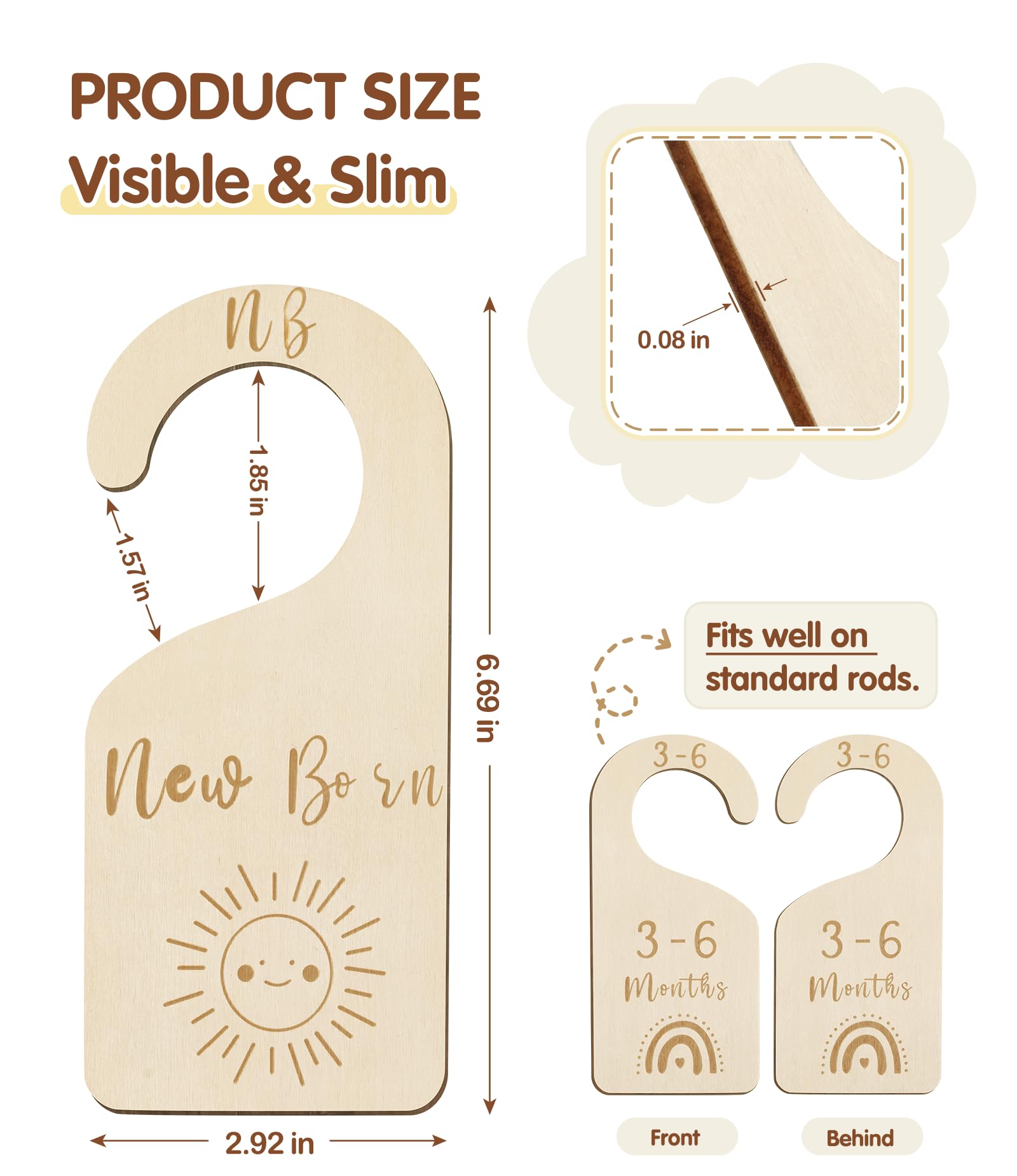 MEILIDY neutral dividers blend with nursery decor while organizing newborn outfits.