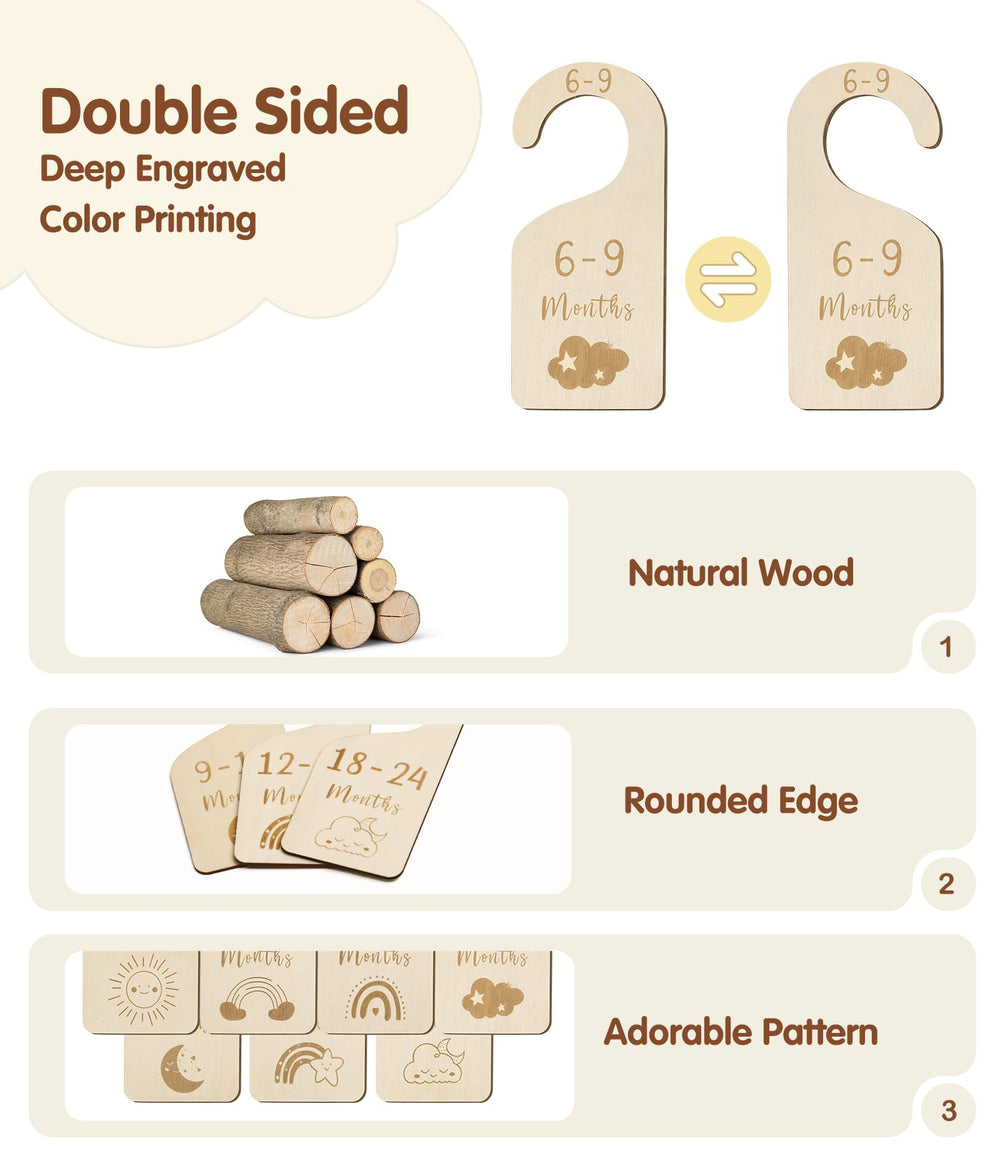 MEILIDY wooden dividers on a closet rod demonstrate steady organization.