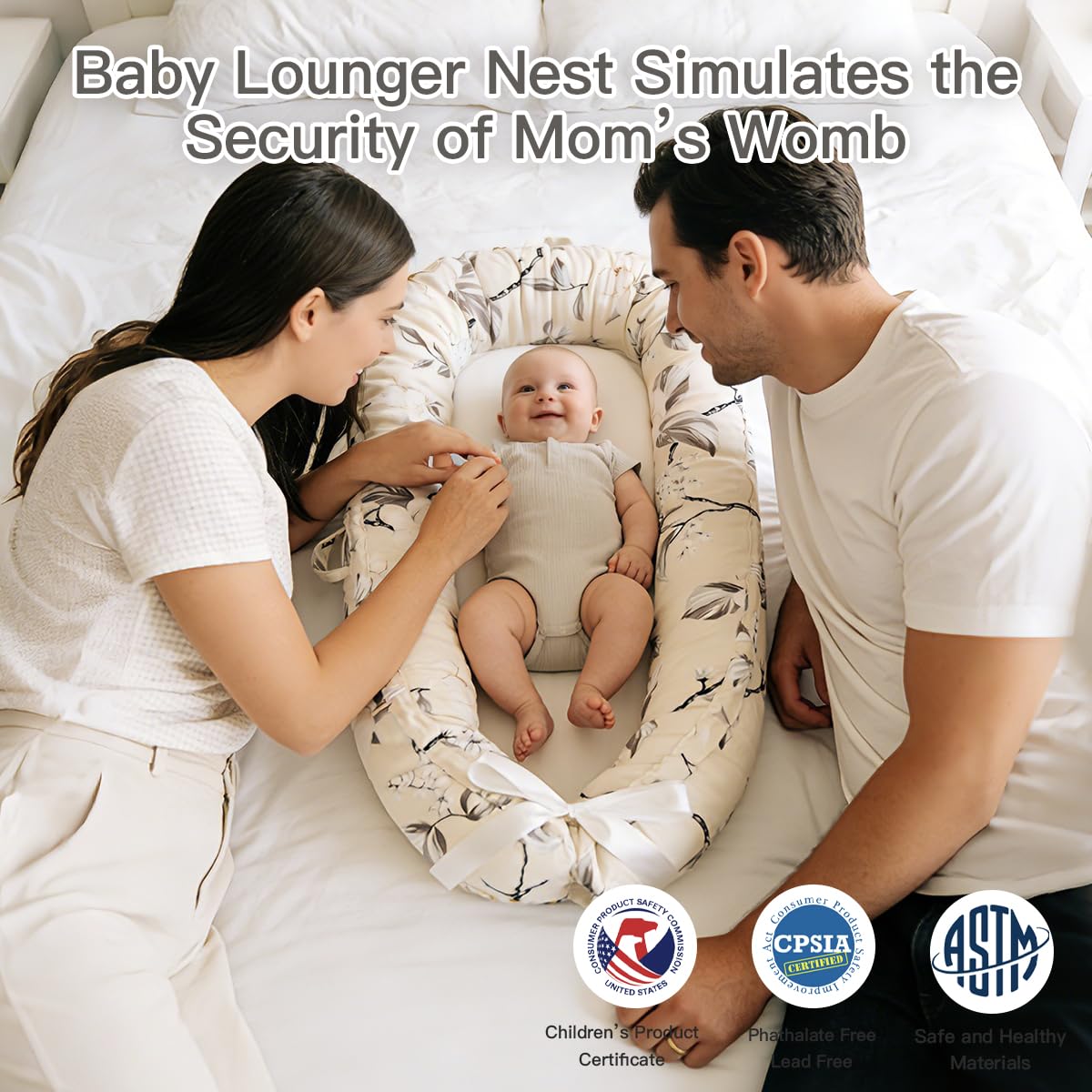 Meindoovm baby lounger adjustable buckle grows with baby for longer use.