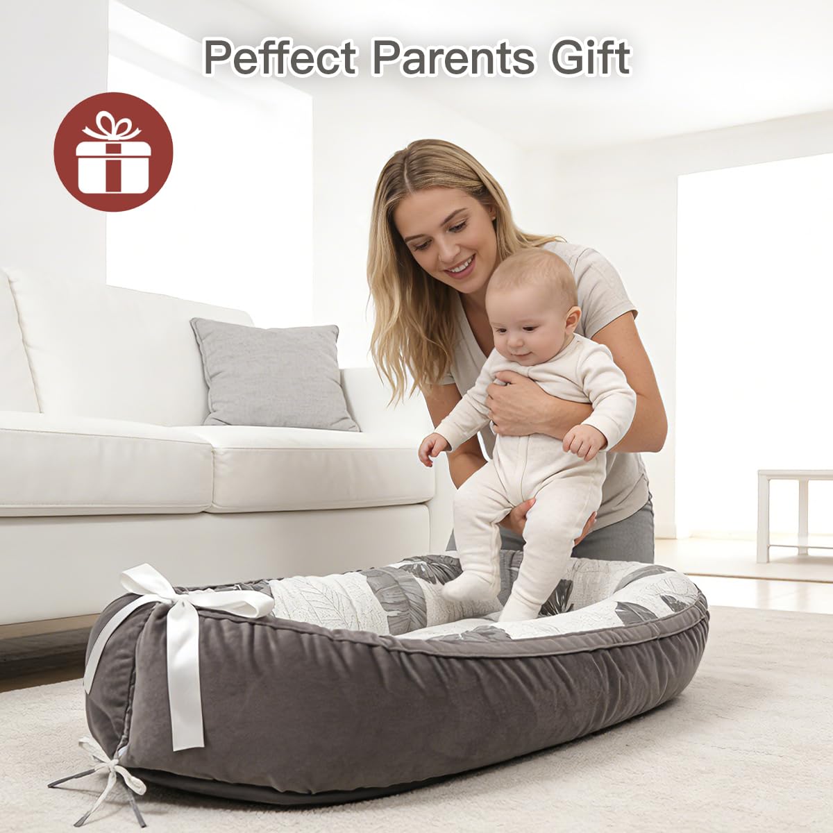 Meindoovm baby lounger breathable organic cotton fabric for daily use.