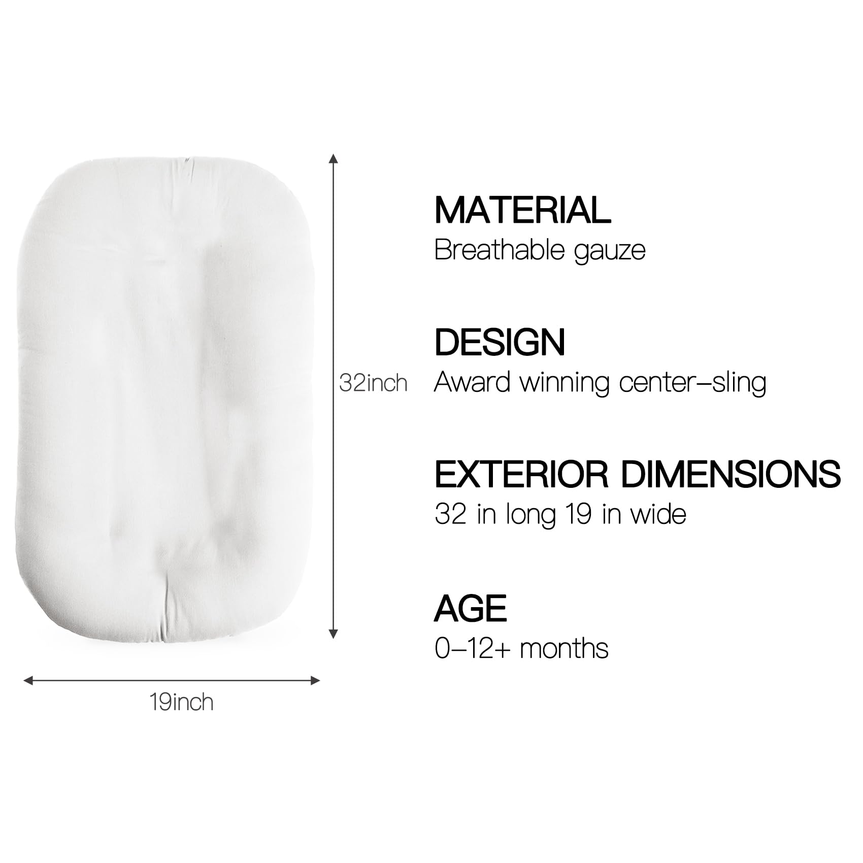 Meindoovm baby lounger breathable organic cotton close-up, promotes gentle comfort