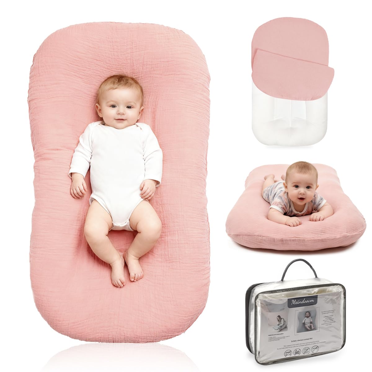 Meindoovm Baby Lounger cover closeup showing soft breathable fabric for comfort