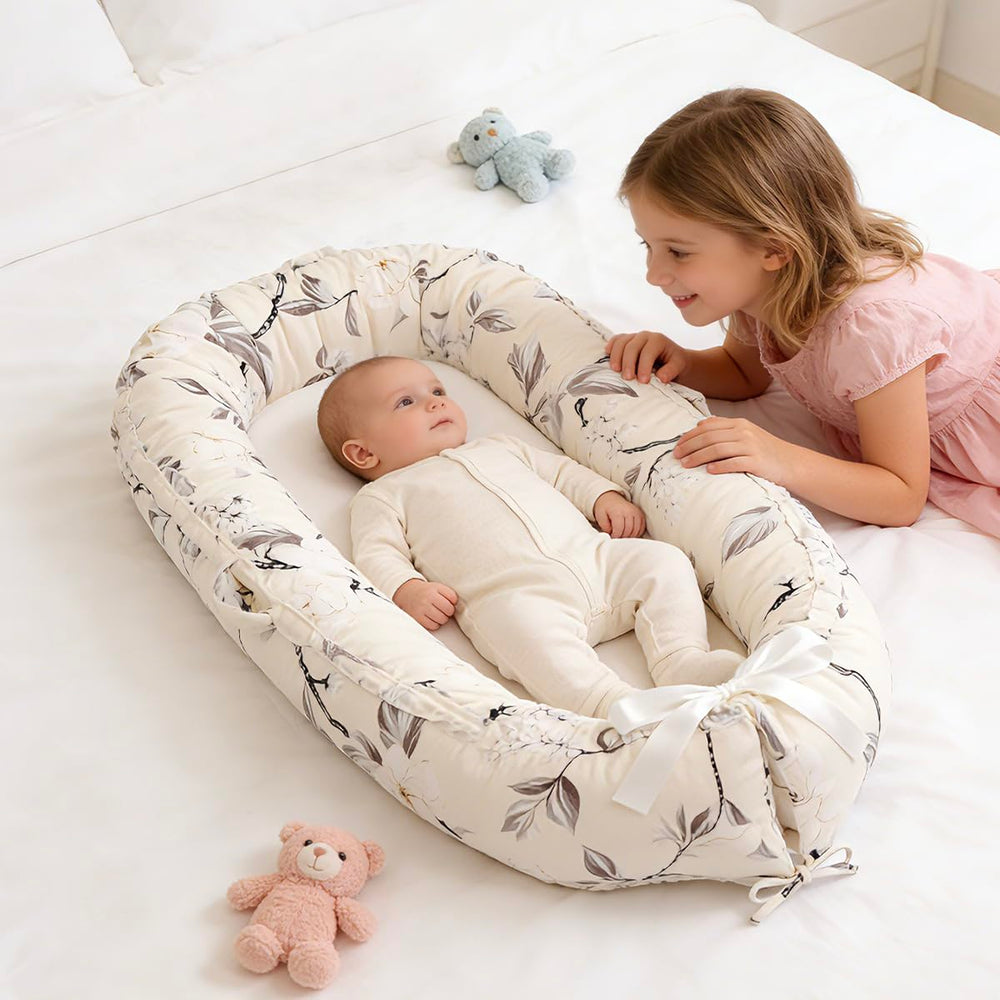 Meindoovm baby lounger dimensions 34.5 by 20 inches provide roomy support.
