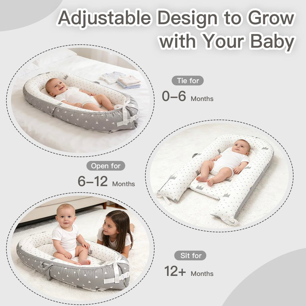 Meindoovm baby lounger double-zippered cover ready for machine washing.
