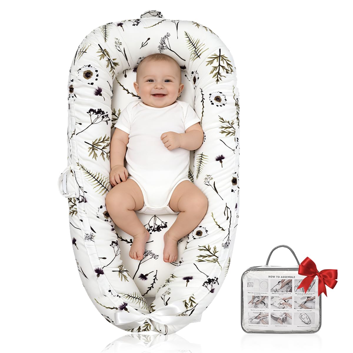 Meindoovm Baby Lounger forest cover shows breathable organic cotton for daytime comfort