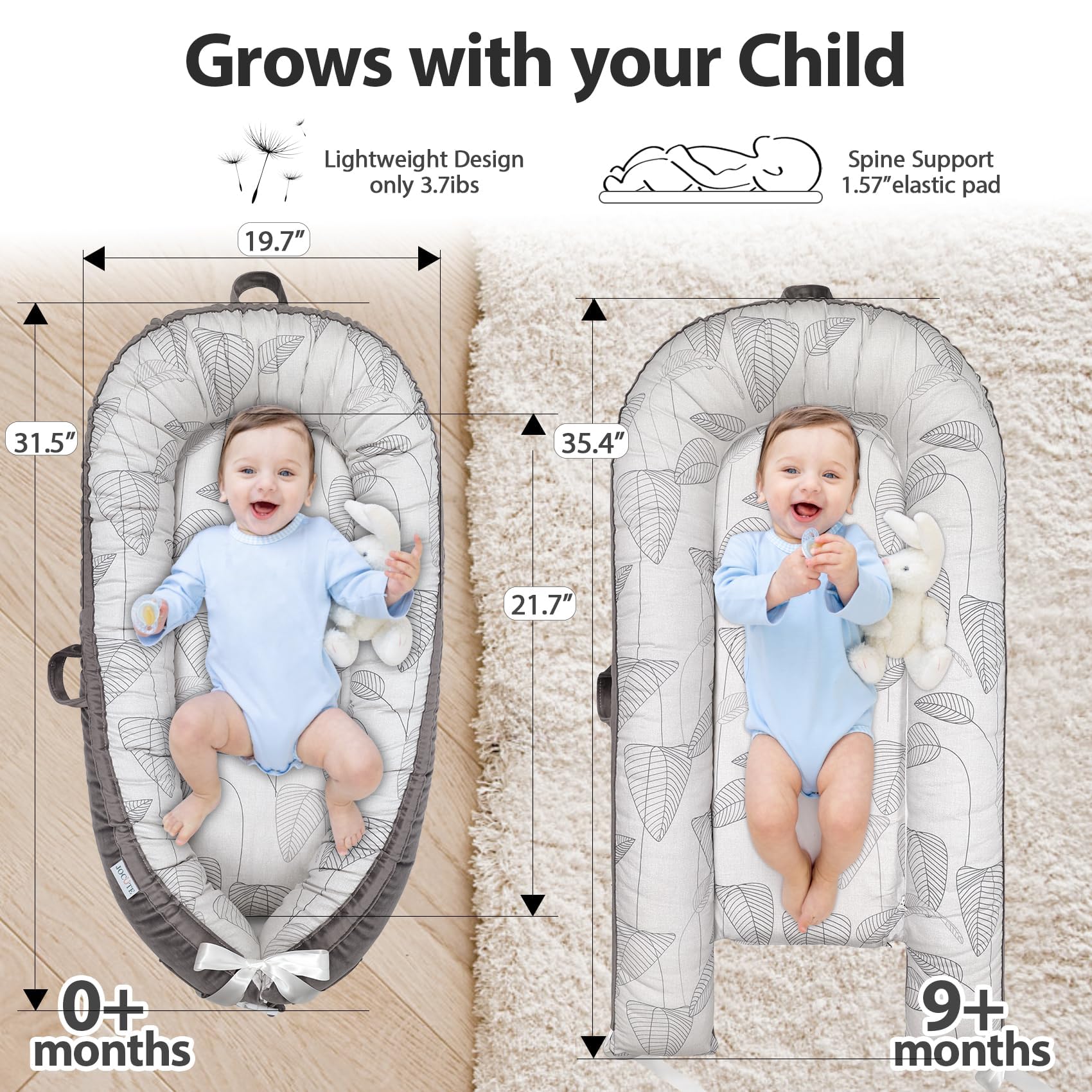 Meindoovm baby lounger machine-washable cover simplifies cleanup