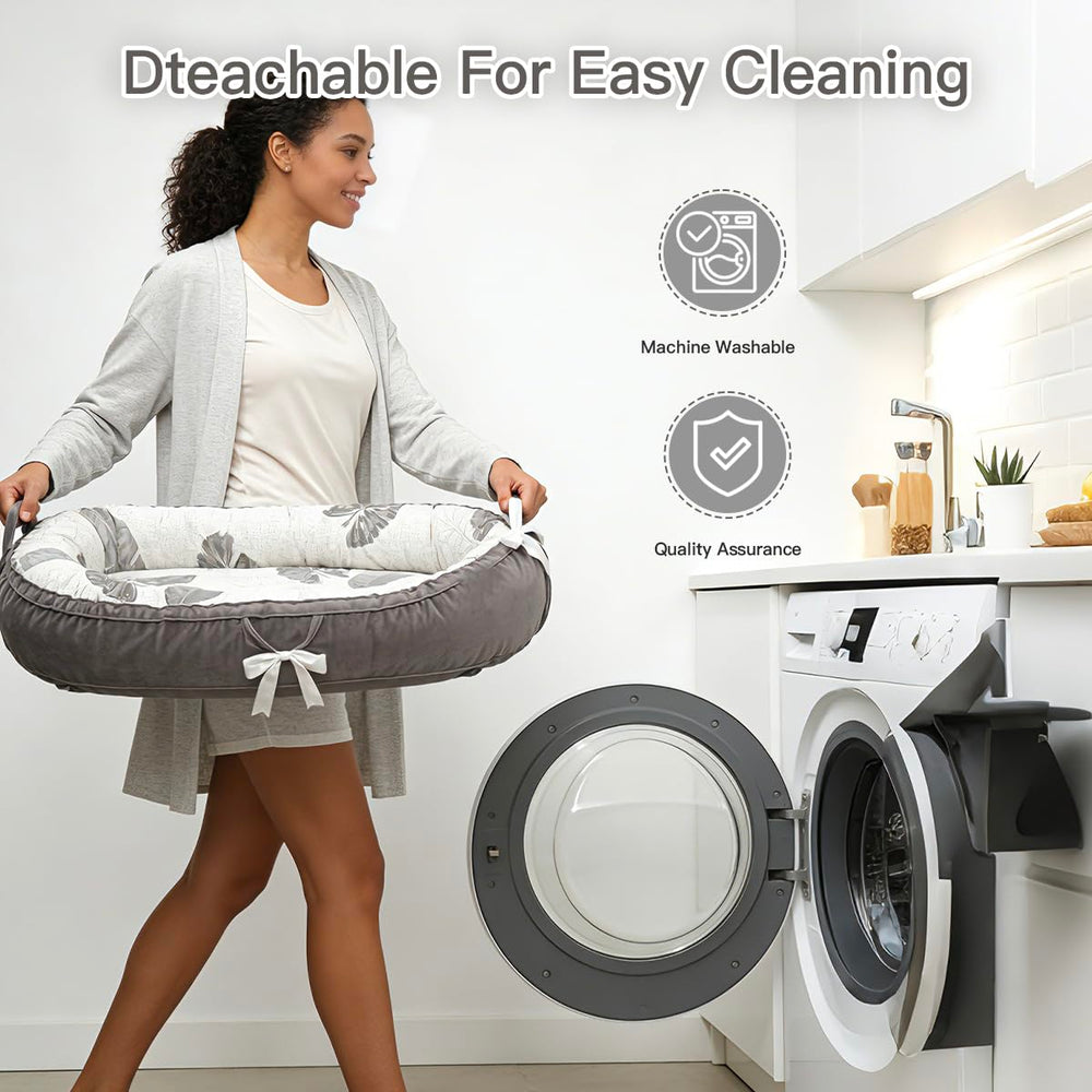 Meindoovm baby lounger machine-washable cover for easy cleaning.