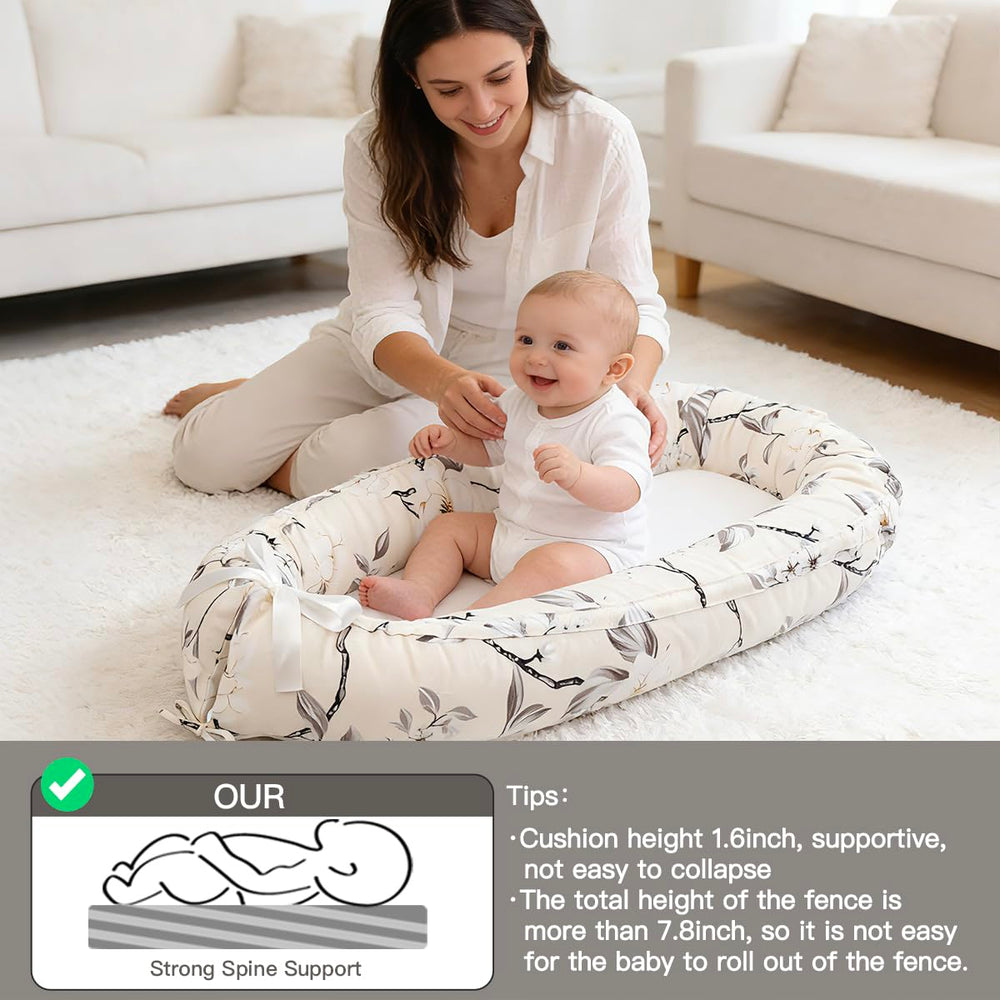 Meindoovm baby lounger machine washable cover simplifies cleanup.