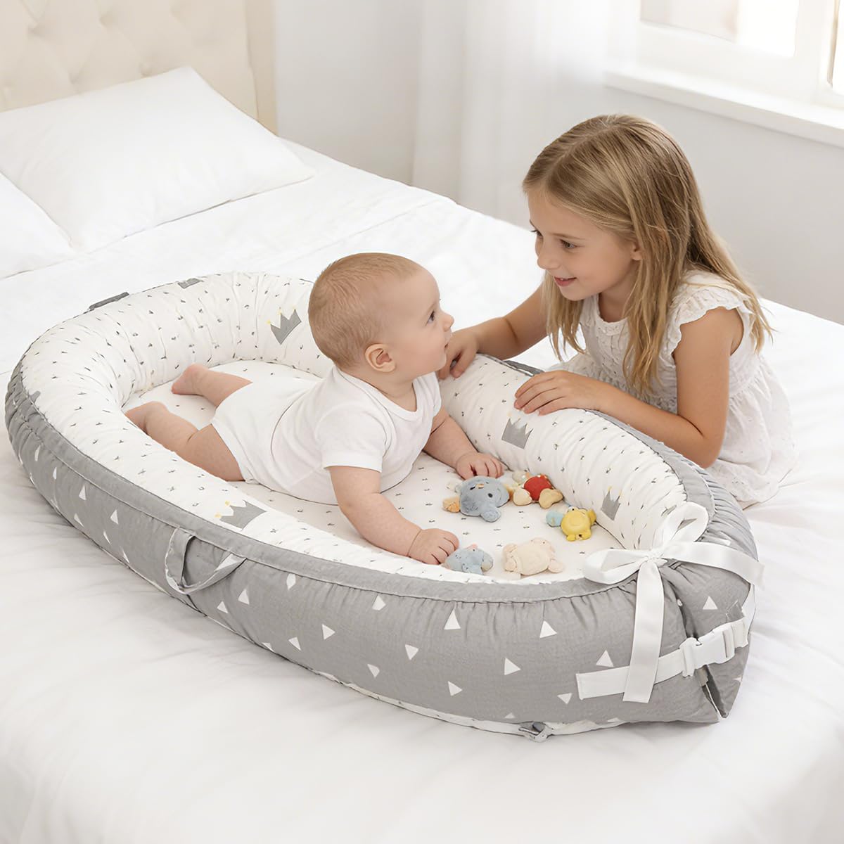 Meindoovm baby lounger newborn to 24 months supports growing infants.