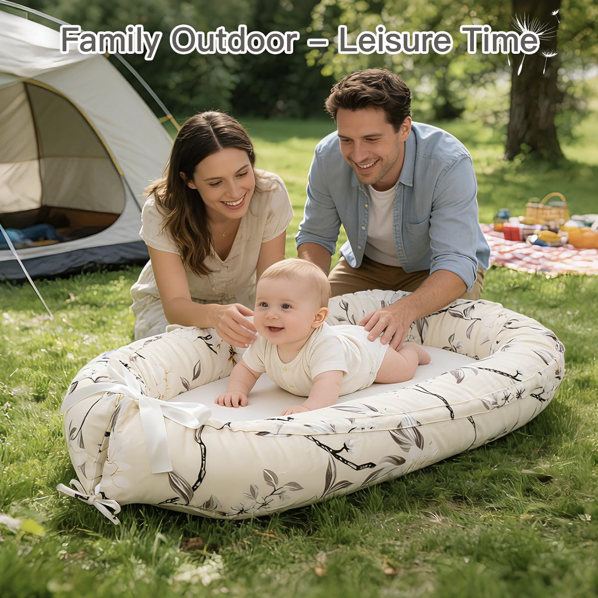 Meindoovm baby lounger packaging includes a manual for setup.