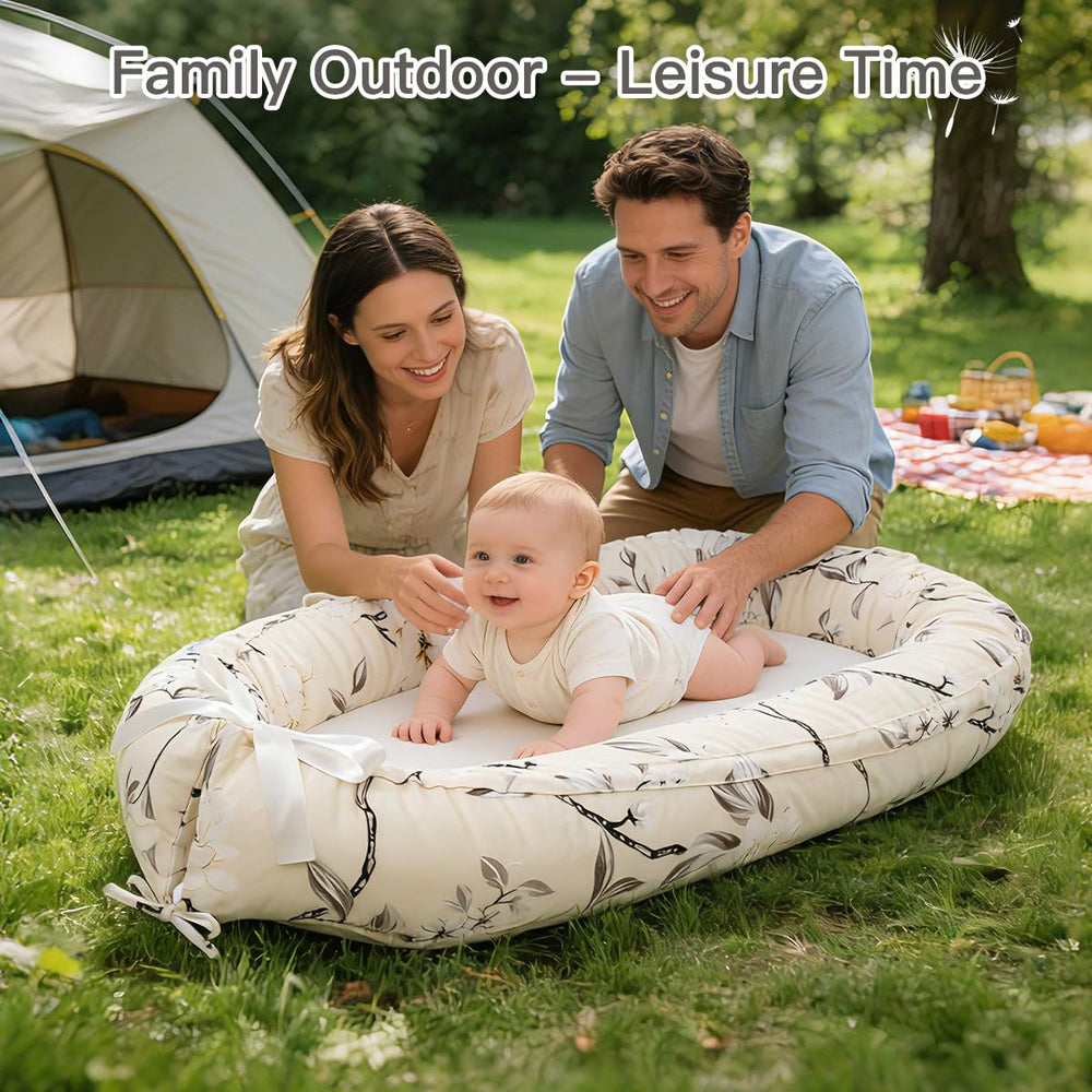 Meindoovm baby lounger packaging includes a manual for setup.