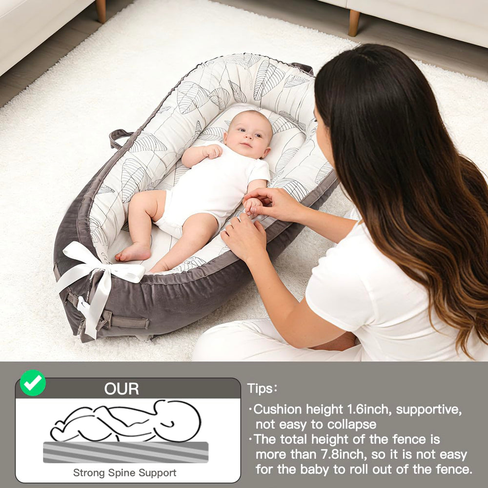 Meindoovm baby lounger portable carry handles enable easy transport between rooms