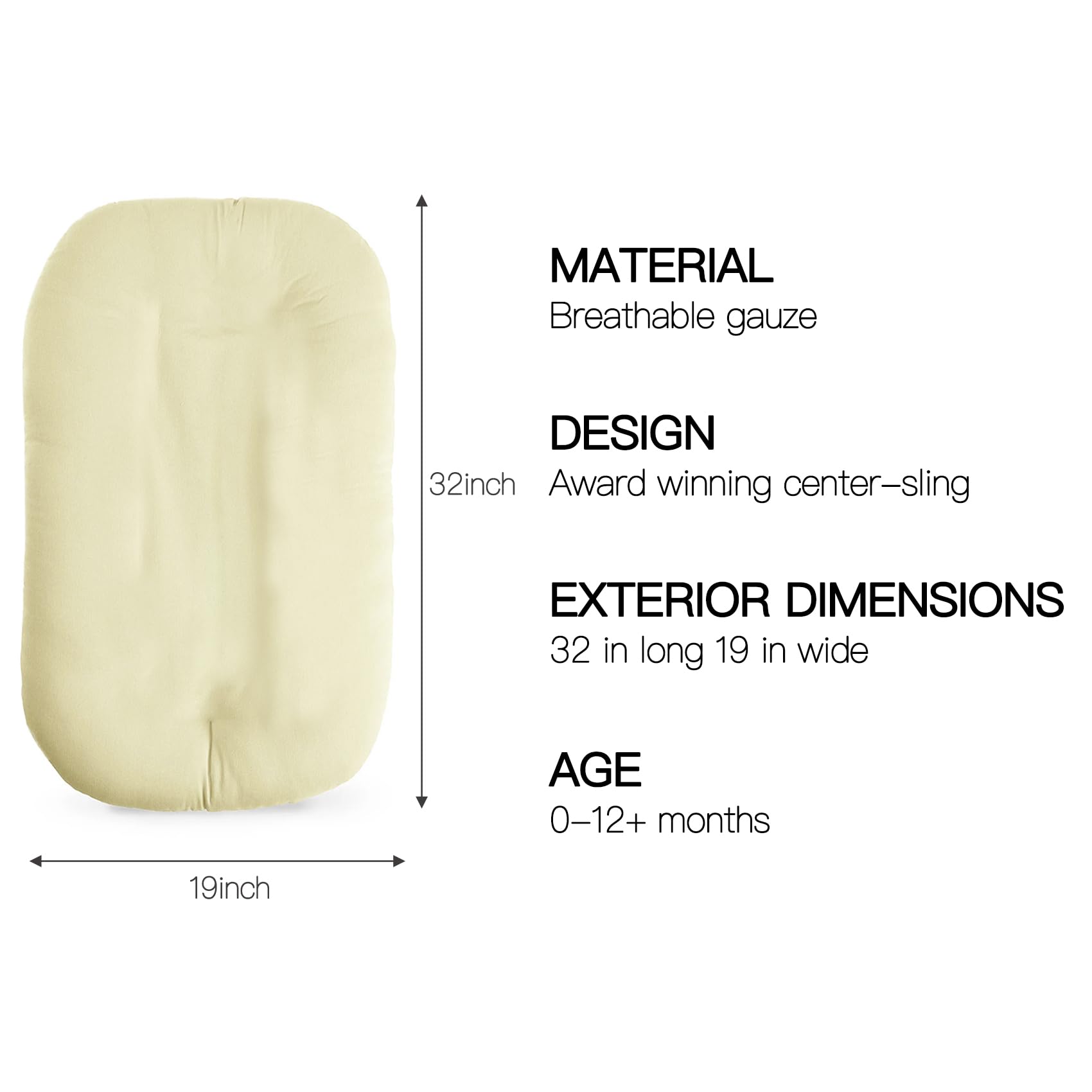 Meindoovm baby lounger side view showcasing hug-like support.