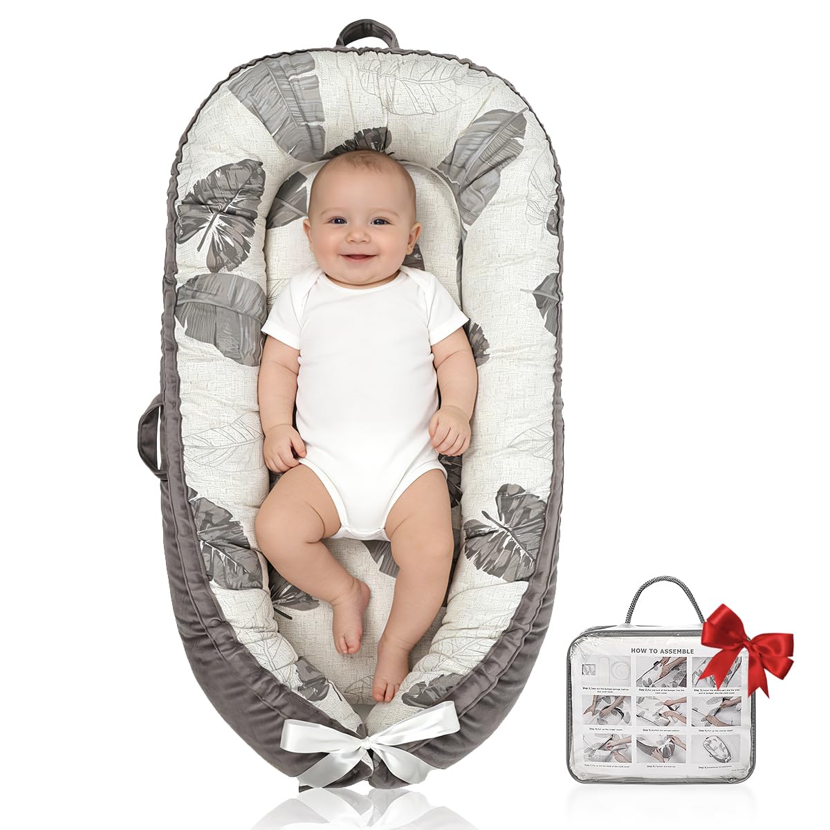 Meindoovm baby lounger close-up of soft organic cotton for gentle comfort.