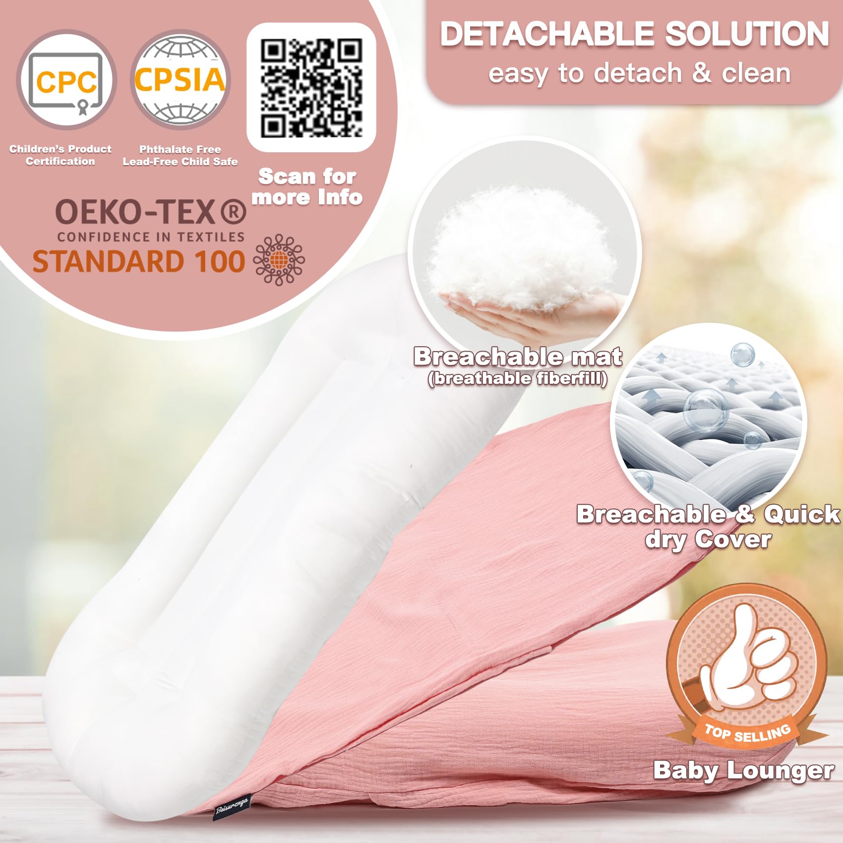 Meindoovm Baby Lounger surface texture highlights supportive cozy surface
