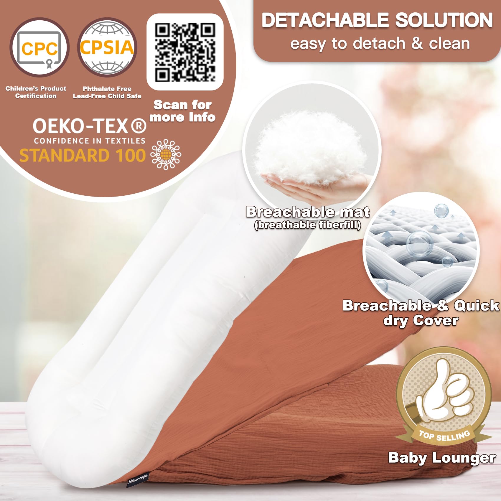 Meindoovm snuggle cozy me infant lounger in use during awake-time play.
