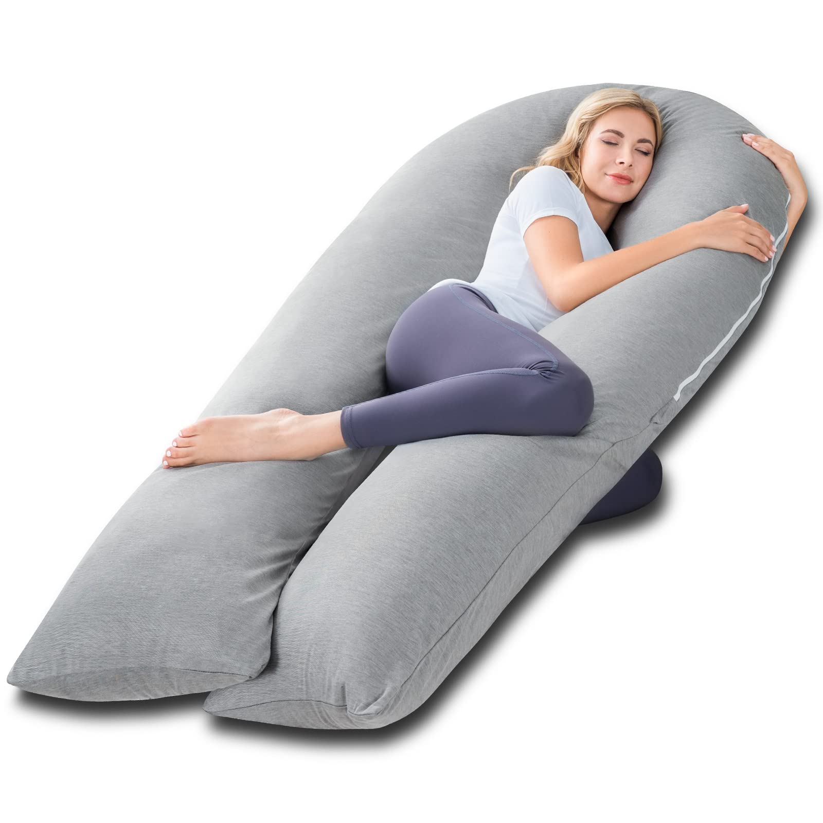 Meiz pregnancy pillow 65inch full-body demonstrates extended sleep support.