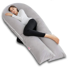 Meiz pregnancy pillow 65inch grey full-body view for supported sleep