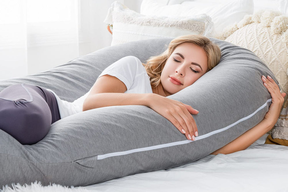 Meiz pregnancy-pillow-double-zippers enable adjustable height for personalized fit.