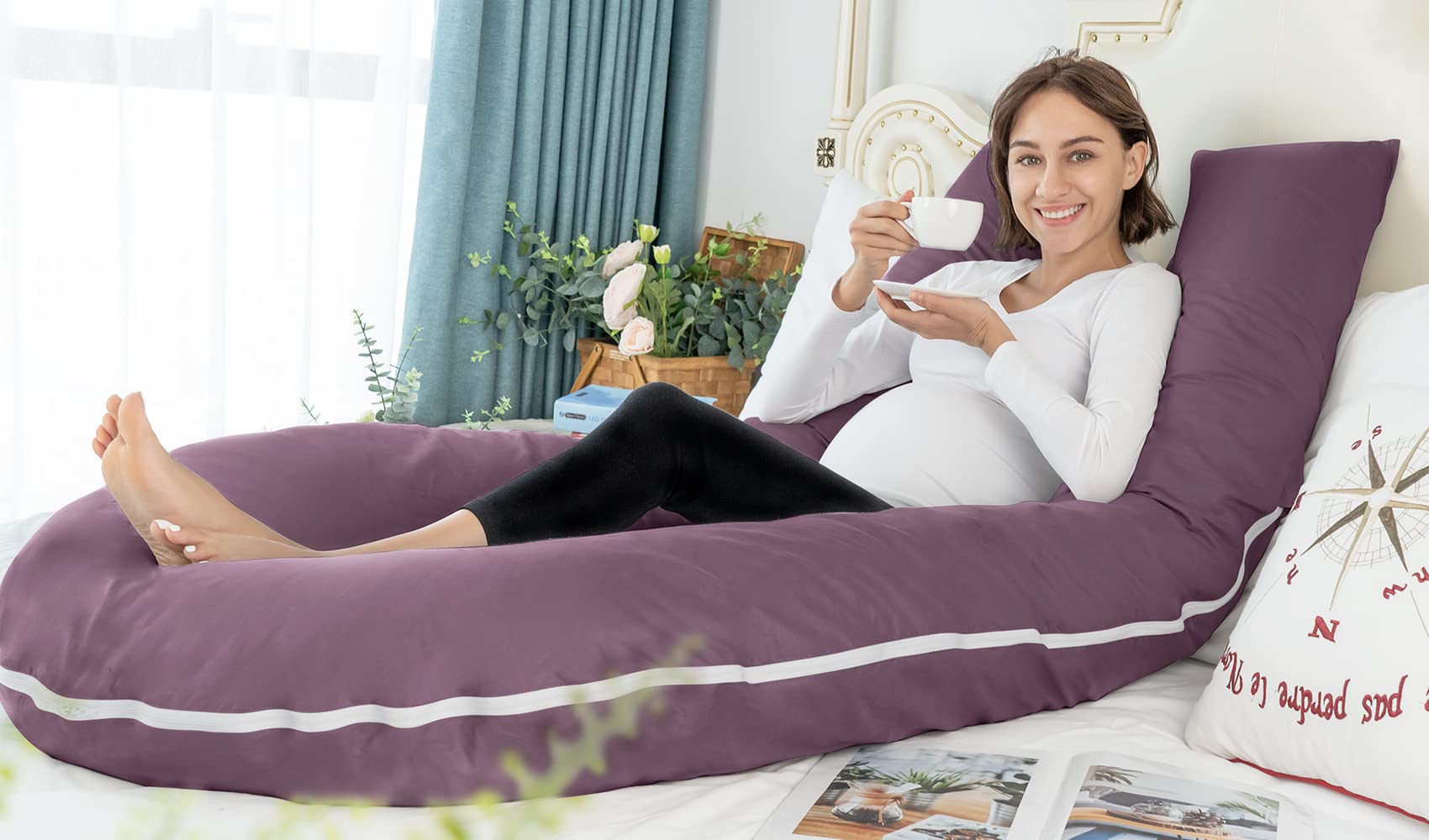 Meiz 65-inch pillow spread for comfy reading and lounging.