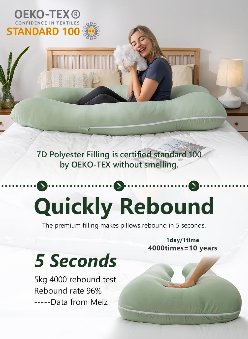 Meiz relaxing reading TV time using U shape comfort