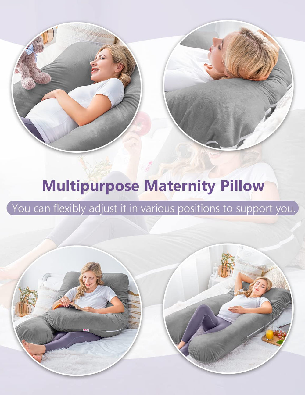 Meiz pillow on bed illustrating versatile positions for sleep and rest.