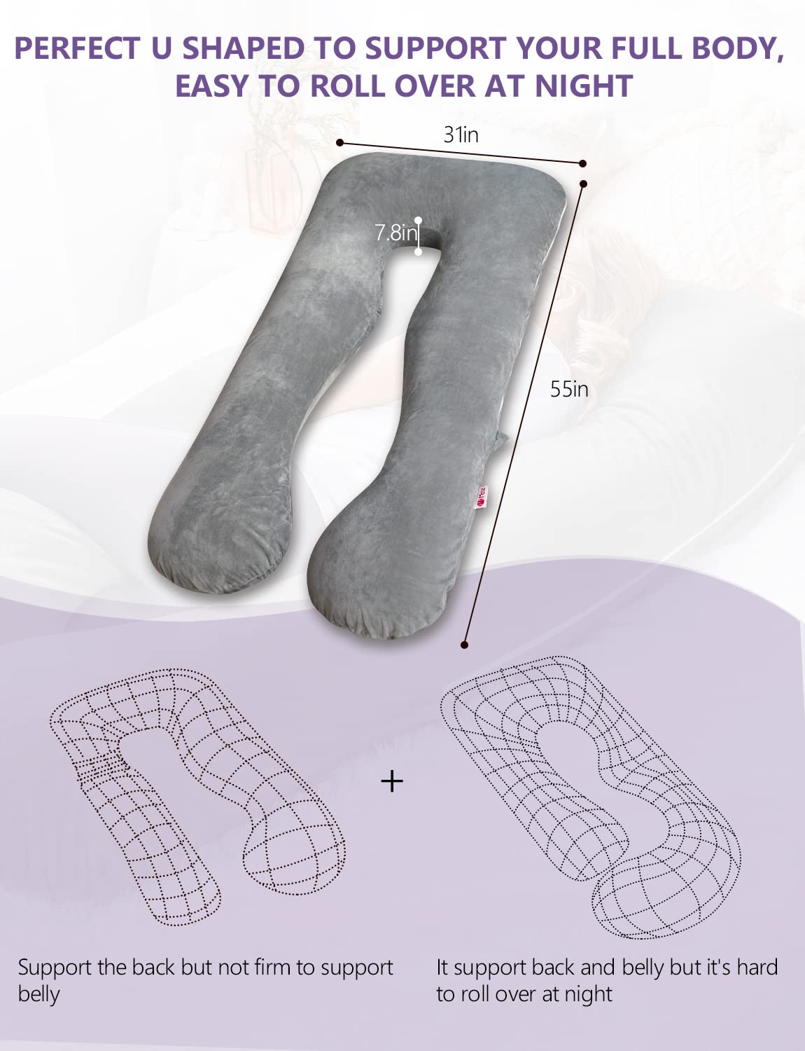 Meiz washable cover demonstrated for quick cleanups after sleep.