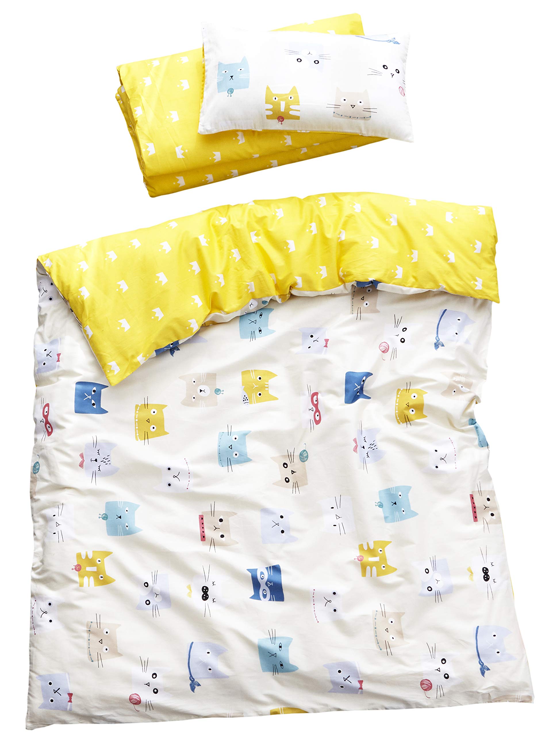 MEJU Cat Kitty duvet cover close-up highlights soft cotton and breathable texture for cozy sleep.