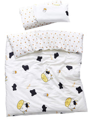 MEJU cow milk bottle duvet cover front view with cartoon design for kids' bedding