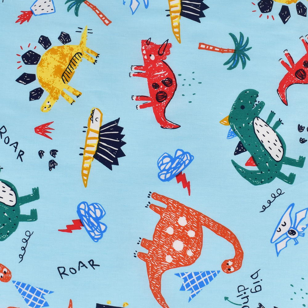 MEJU Dinosaur zipper closure detail showing easy-to-use duvet cover