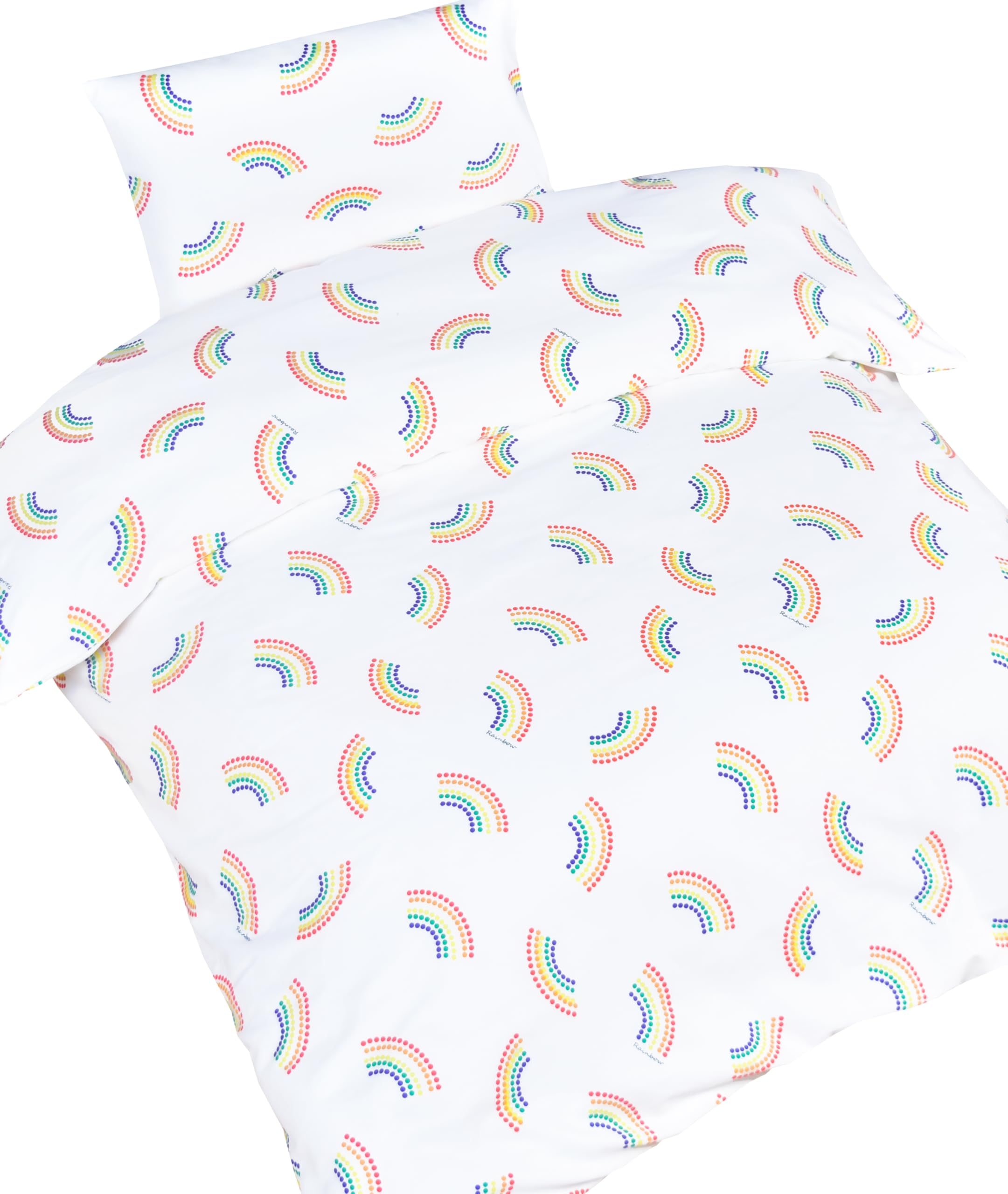MEJU Dot Rainbow duvet cover close-up highlighting soft cotton comfort for night-time slumber.