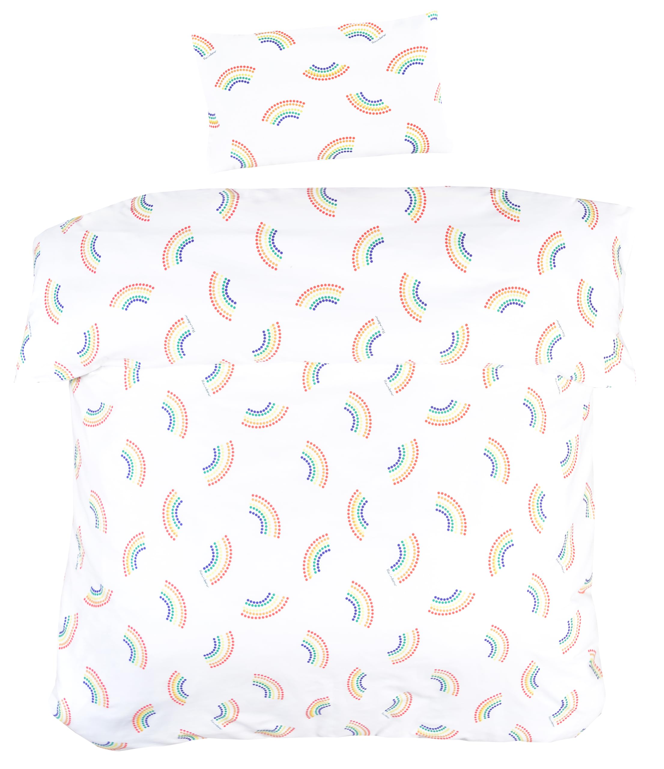 MEJU Dot Rainbow pillowcase close-up emphasizing breathable fabric for kids' restful sleep.