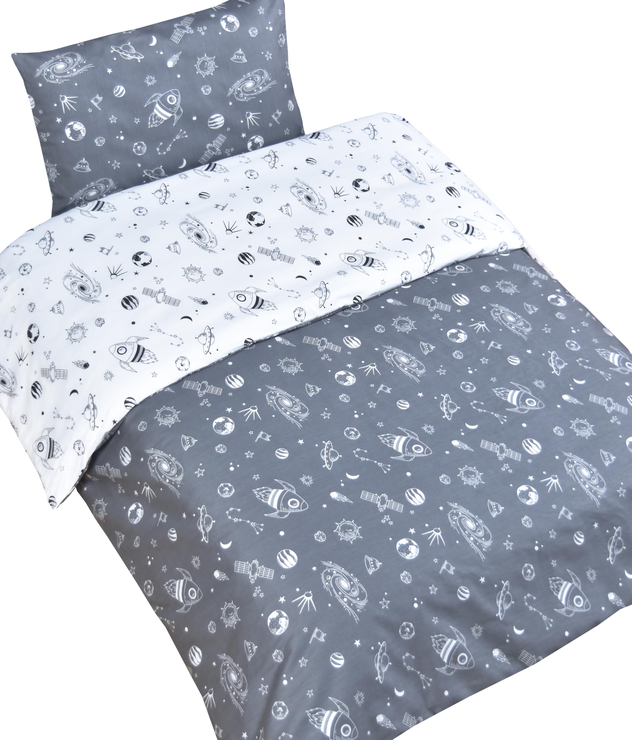 MEJU Rocket Planet pillowcase 13x19 featuring space-themed pattern for comfortable bedtime routine.