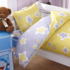 MEJU Star Yellow pillowcase front view highlighting soft cotton texture for comfy sleep.