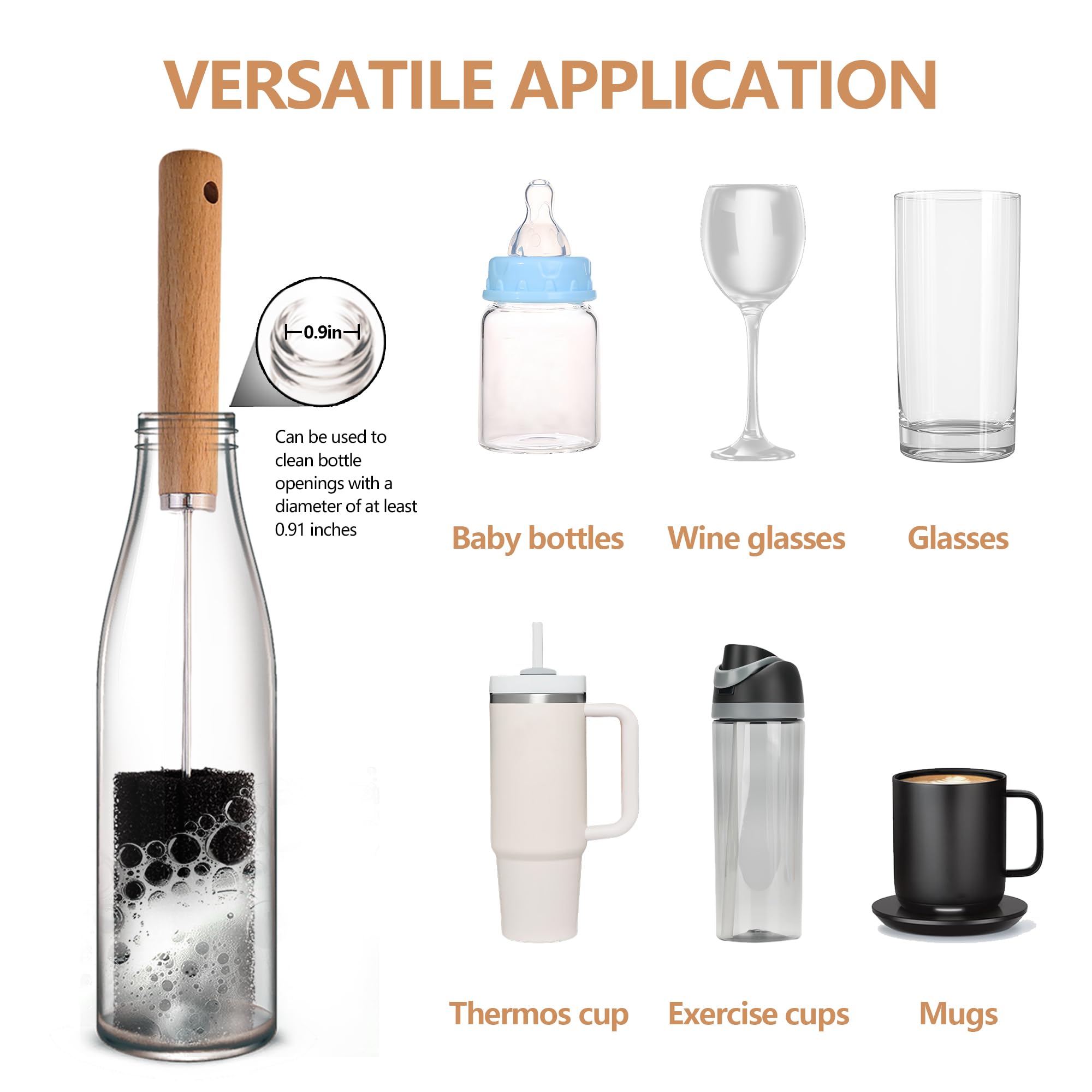 Mektler wide-compatibility brush fits beer bottles and tumblers.