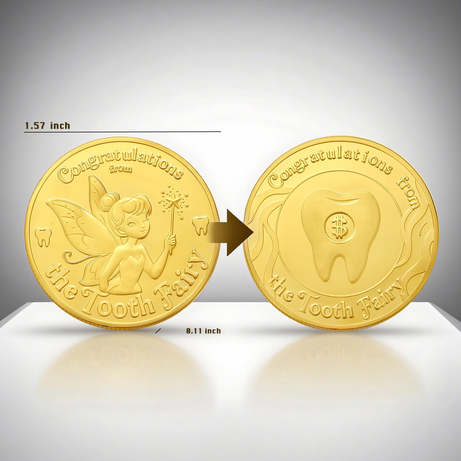 Meliatomia tooth fairy coins 4-pack back-teeth-shape, keepsake for growing-child milestones.
