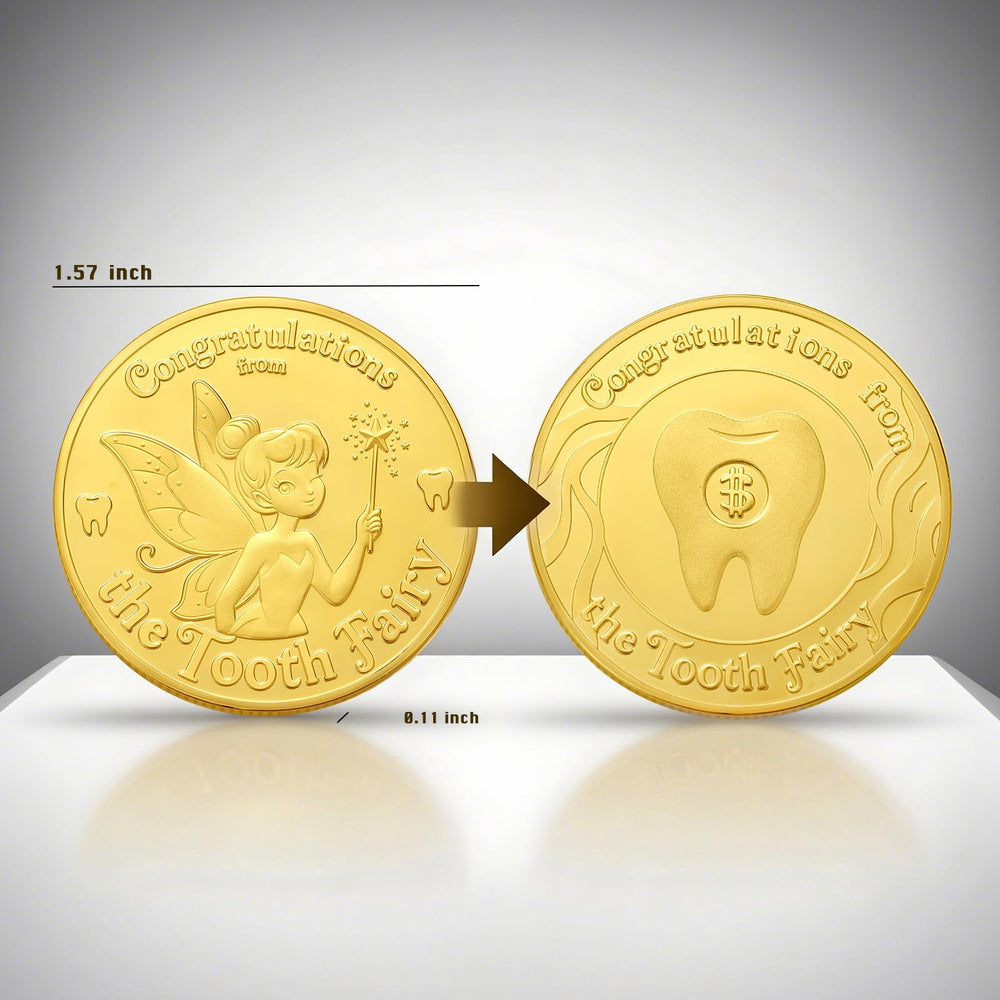 Meliatomia tooth fairy coins 4-pack back-teeth-shape, keepsake for growing-child milestones.