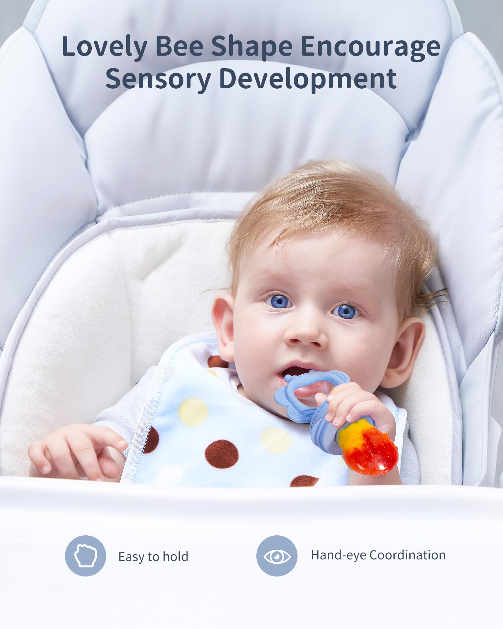 Melican easy-grasp ring helps little hands practice self-feeding.