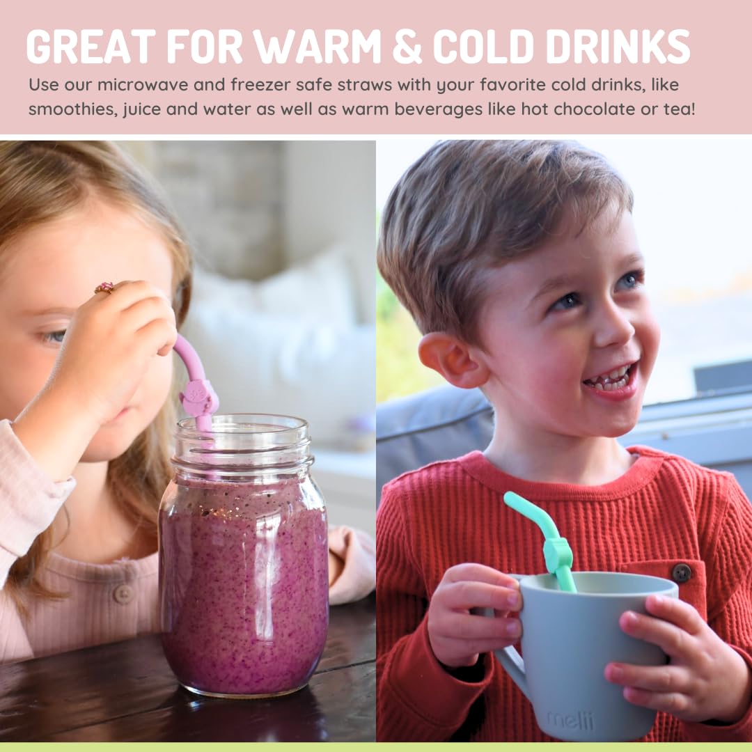 melii 6-pack animal straw set with colorful characters