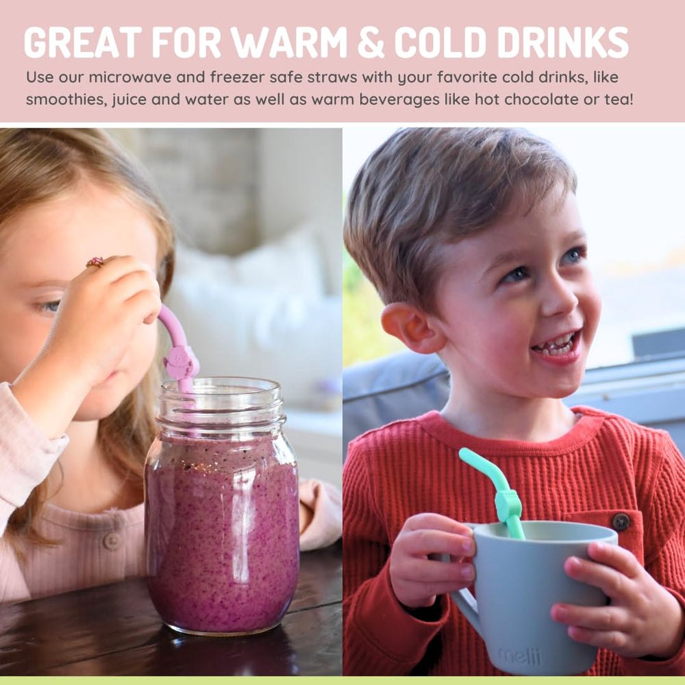 melii 6-pack animal straw set with colorful characters