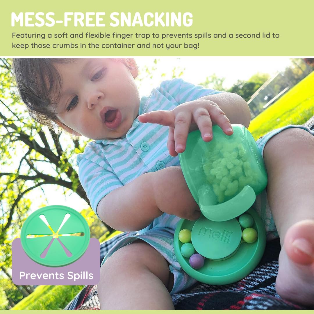 melii Abacus mint beads toy, spinning and counting during snack time