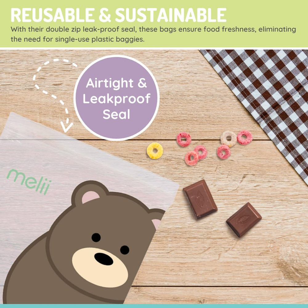 melii freezer-safe snack bag image highlights versatile storage options.