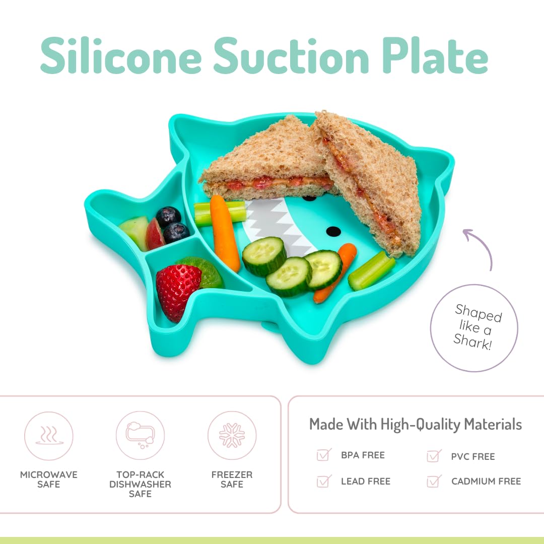 Melii divided silicone suction plate demonstrates strong adhesion on a table for mess-free meals