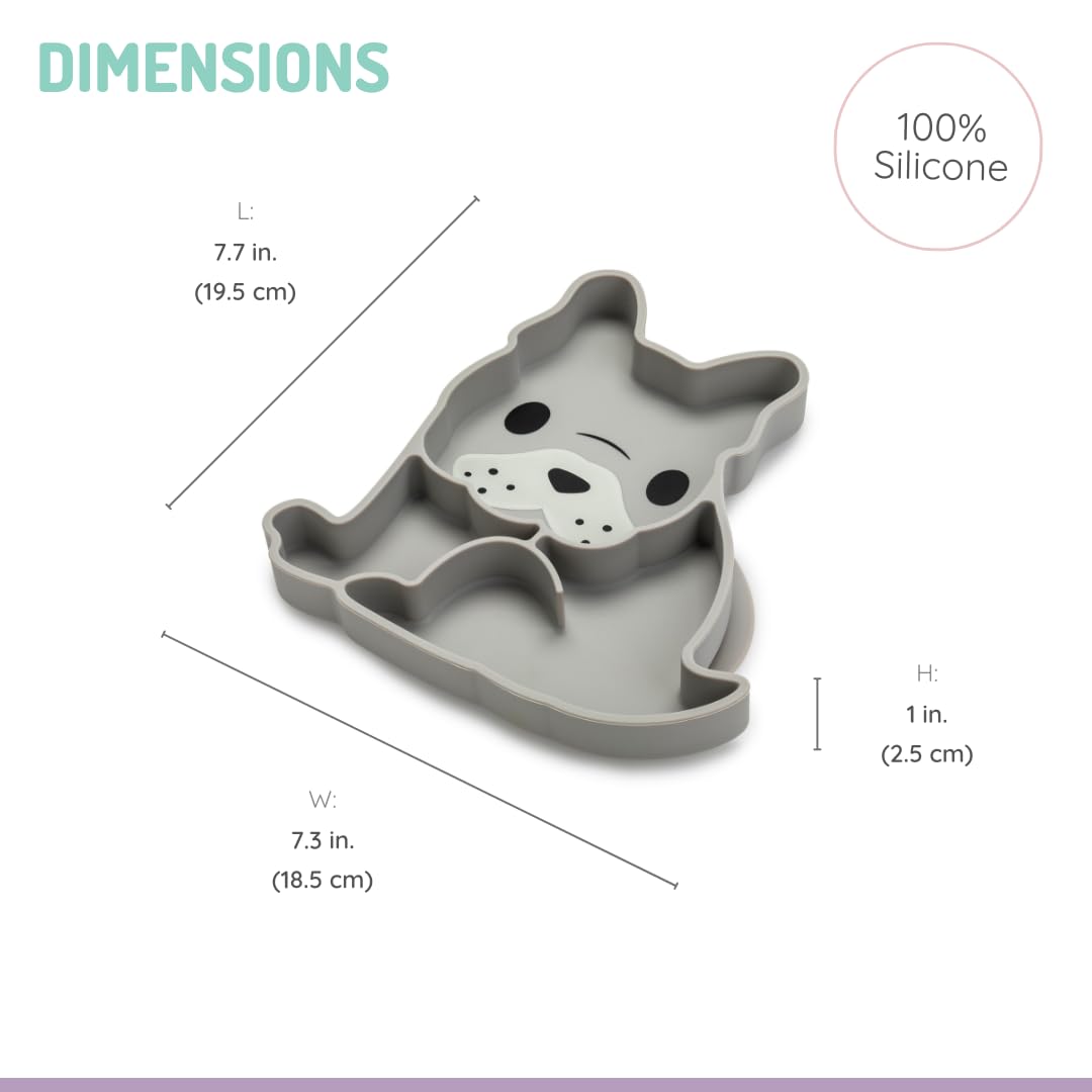 melii divided plate close-up highlights non-toxic silicone for safe baby-led weaning textures.