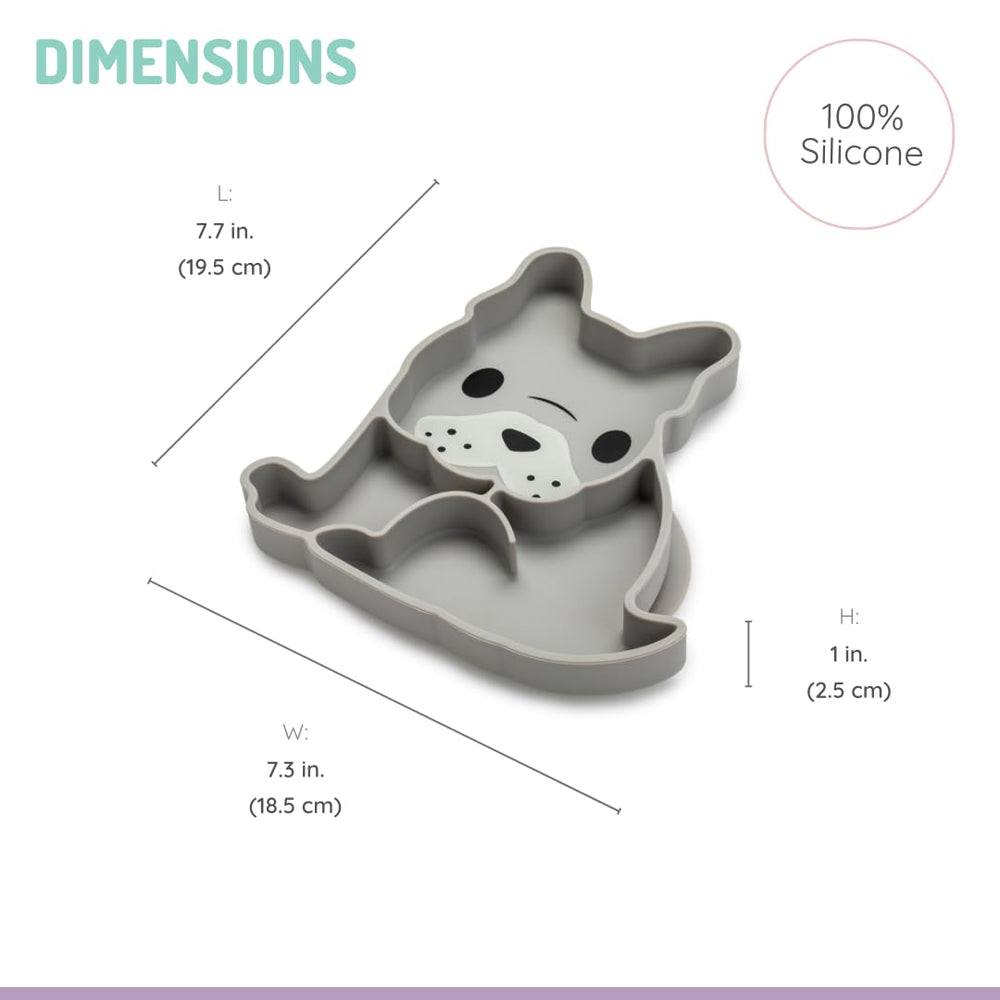 melii divided plate close-up highlights non-toxic silicone for safe baby-led weaning textures.