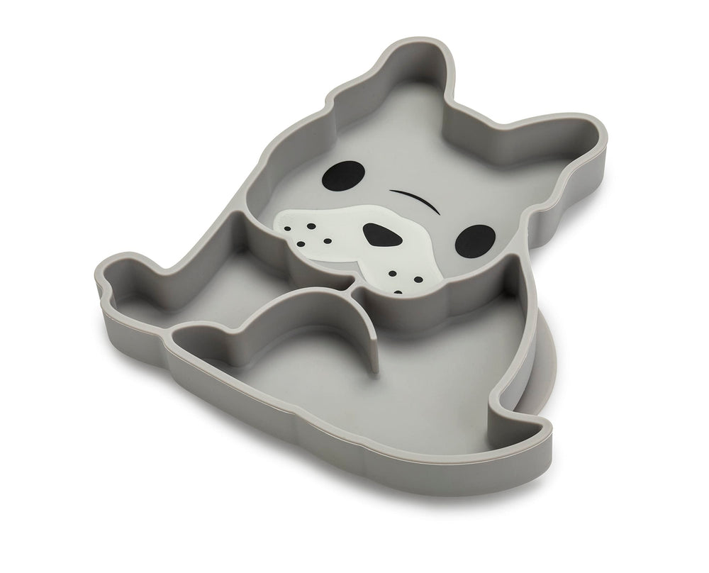 melii divided silicone suction plate close-up shows BPA-free material for safe feeding.