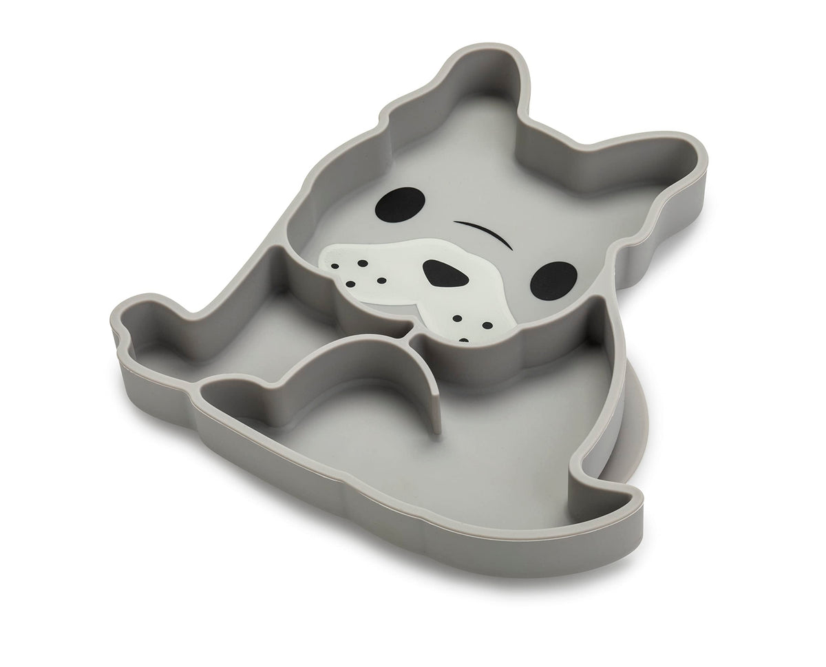 melii divided silicone suction plate close-up shows BPA-free material for safe feeding.