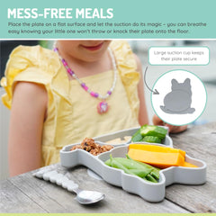 melii suction plate dishwasher-safe image illustrates easy cleanup after meals.