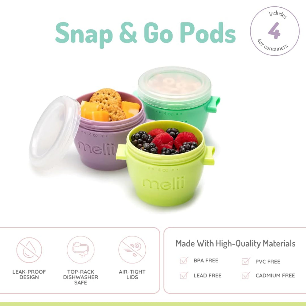 melii four-ounce stackable containers pictured as space-saving fridge solution.